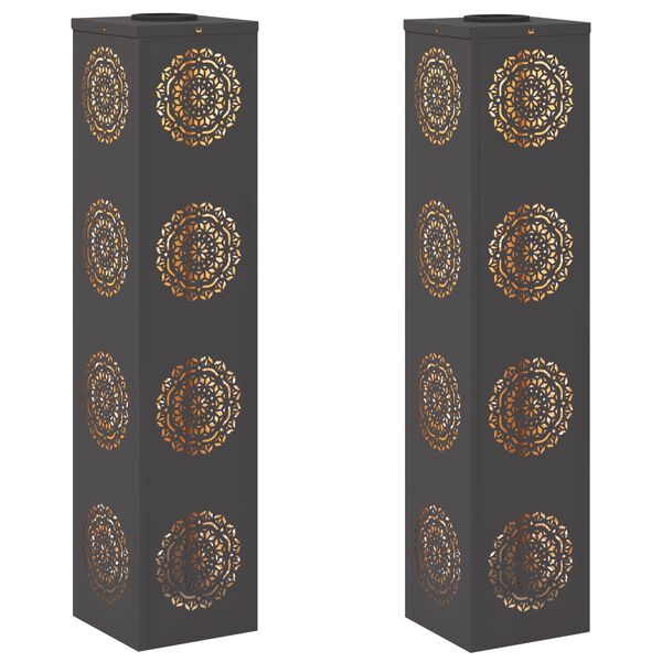 vidaXL Соларна LED светлина за пътека 2 pcs Черно