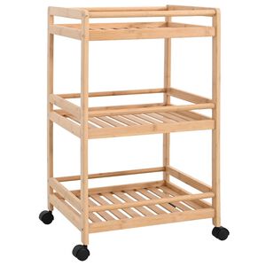 vidaXL Кухненска количка с колела Естествен 46 x 38 x 76 см Бамбук