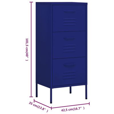 vidaXL Шкаф за съхранение, нейви син, 42,5x35x101,5 см, стомана