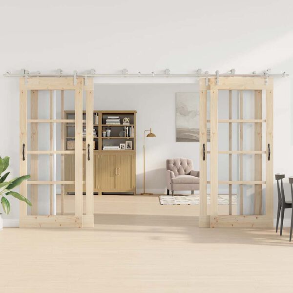 vidaXL Механизъм за плъзгаща врата 400 см неръждаема стомана сребрист