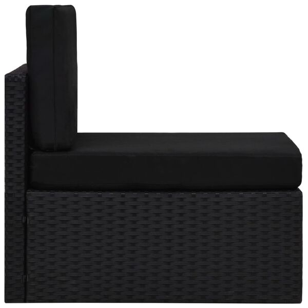 vidaXL Модулен междинен диван, полиратан, черен