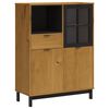 vidaXL Висок шкаф със стъклени вратички FLAM 92x40x122,5 см бор масив