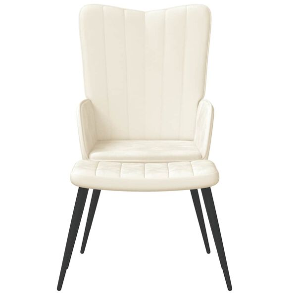 vidaXL Стол за релакс с табуретка, кремавобял, кадифе