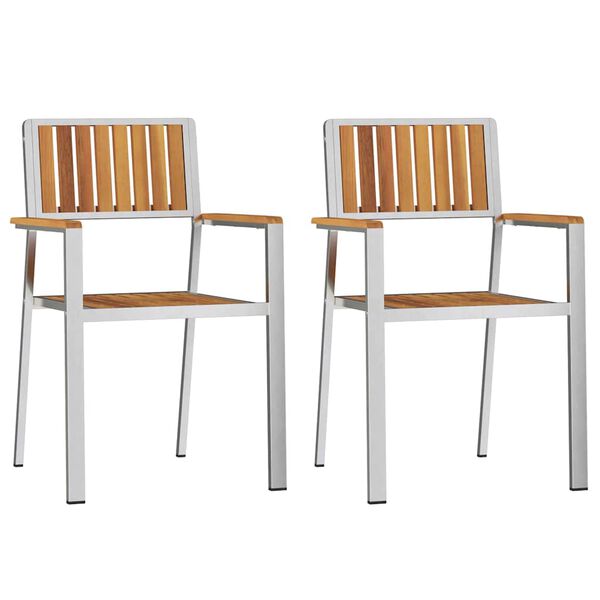 vidaXL Градински стол 2 pcs Кафяво Солидно акациево дърво