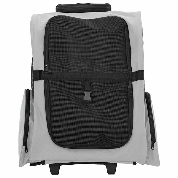 vidaXL Количка за домашни любимци 3 в 1, дизайн, сива, 48x32x(57-106) см, оксфордски плат