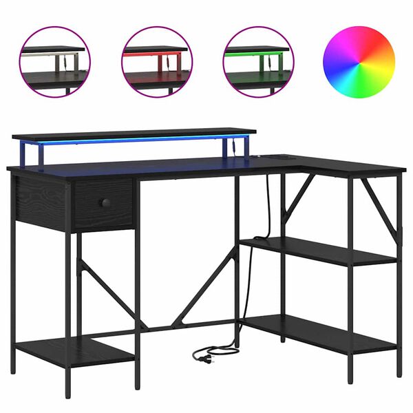 vidaXL Бюро с чекмедже Черния дъб 120 х 79 х 86,5 см Инженерно дърво