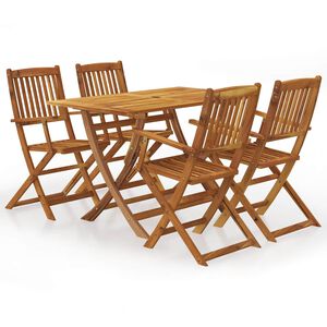 vidaXL Градински трапезен комплект, сгъваем, 5 части, акация масив