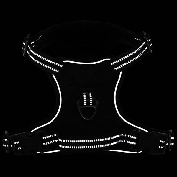 vidaXL Кучешки нагръдник с отразяващи ивици регулируем черен L