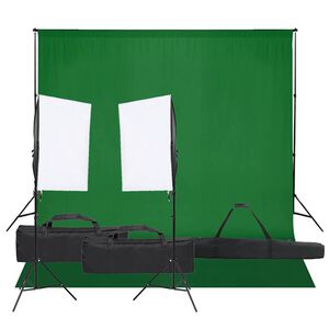 vidaXL Фотографски комплект за студио с комплект лампи и фон