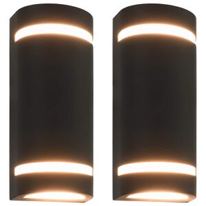 vidaXL Фасадни аплици, 2 бр, 35 W, черни, полукръгли