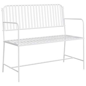 vidaXL Градинска пейка Плътен бял 103,5 x 51,5 x 90 см Стомана