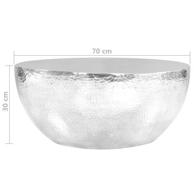 vidaXL Маса за кафе, кован алуминий, 70x30 см, сребро