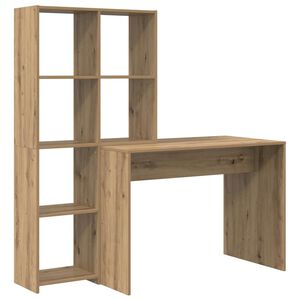 vidaXL Бюро с рафт Дъб 138,5 x 55 x 143 см Инженерна дървесина