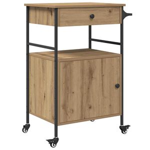vidaXL Кухненска количка Дъб 56 x 43 x 89,5 см Инженерна дървесина
