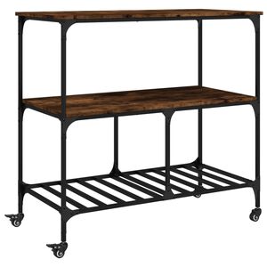vidaXL Кухненска количка, опушен дъб, 100x50x95 см, инженерно дърво