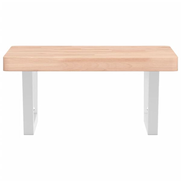 vidaXL Стенен рафт за мивка, стомана и масивно дърво бук