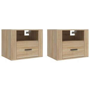 vidaXL Нощни шкафчета за стенен монтаж, 2 бр, сонома дъб, 50x36x40 см