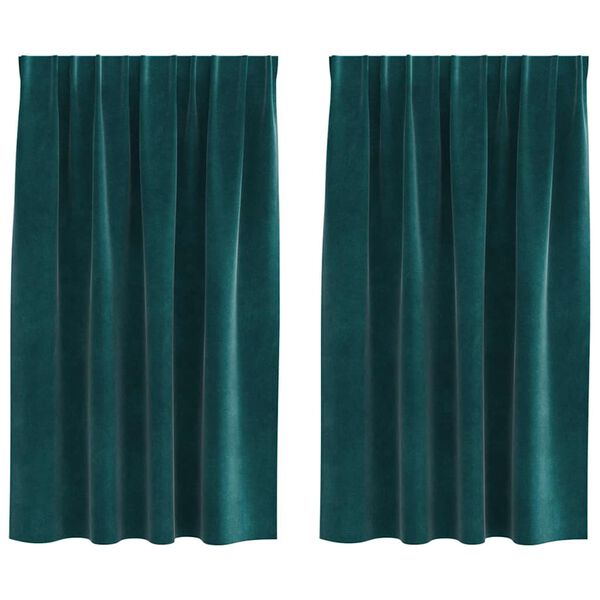 vidaXL Затъмняващи завеси 2 pcs Тъмен зелен 140 x 140 cm Кадифе