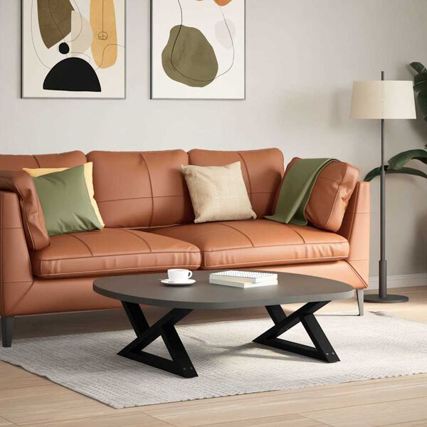 vidaXL Крака за масичка за кафе, 2 бр., черни, 70 x (30-31,3) см, стомана