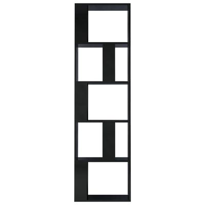vidaXL Библиотека/разделител за стая, черен гланц, 45x24x159 см, ПДЧ