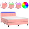vidaXL Боксспринг легло с матрак и LED, розово, 140x190 см, кадифе