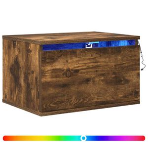 vidaXL Нощно шкафче за стена с LED осветление, опушен дъб