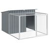 vidaXL Кучешка къщичка с ограда, антрацит, 153x194x110 см, поцинкована стомана