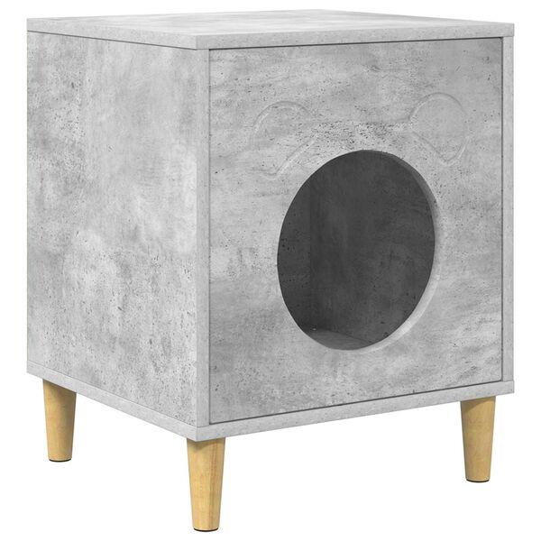 vidaXL Къща за котки Бетон 42,5 x 40 x 53 см Инженерно дърво