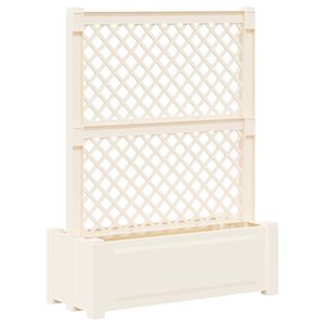vidaXL Голям сандък с решетка Бяло 99,5 x 43 x 133,5 ПП