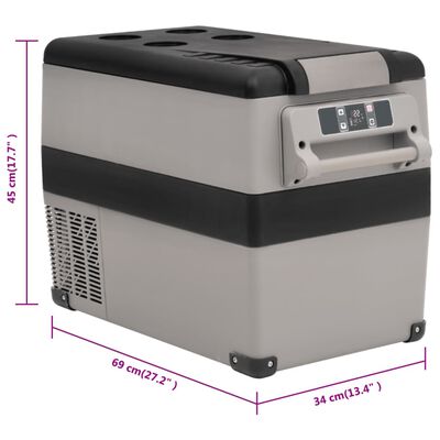 vidaXL Хладилна кутия с дръжка и адаптер черно и сиво 45 л PP и PE