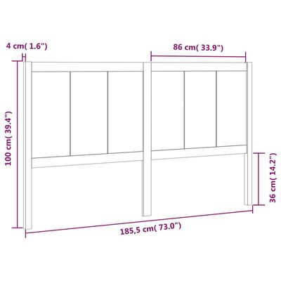 vidaXL Горна табла за легло, черна, 185,5x4x100 см, бор масив