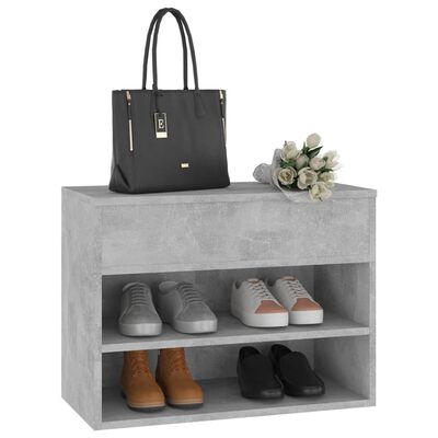 vidaXL Пейка за обувки, бетонно сива, 60x30x45 см, ПДЧ