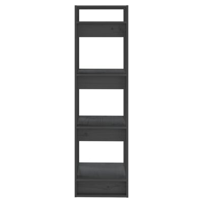 vidaXL Библиотека/разделител за стая, сива, 41x35x125 см, бор масив