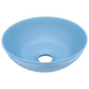vidaXL Керамична мивка за баня, светлосиня, кръгла