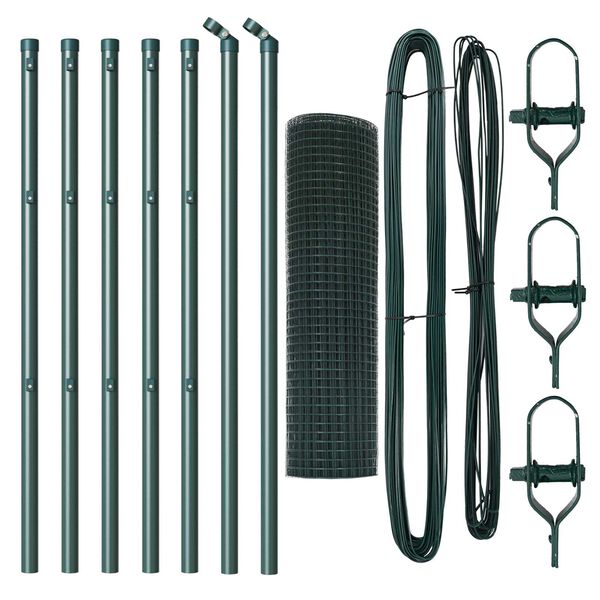 vidaXL Оградa с колчета Зелен 0.8 x 10 m Стомана