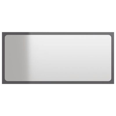 vidaXL Огледало за баня, сив гланц, 80x1,5x37 см, ПДЧ