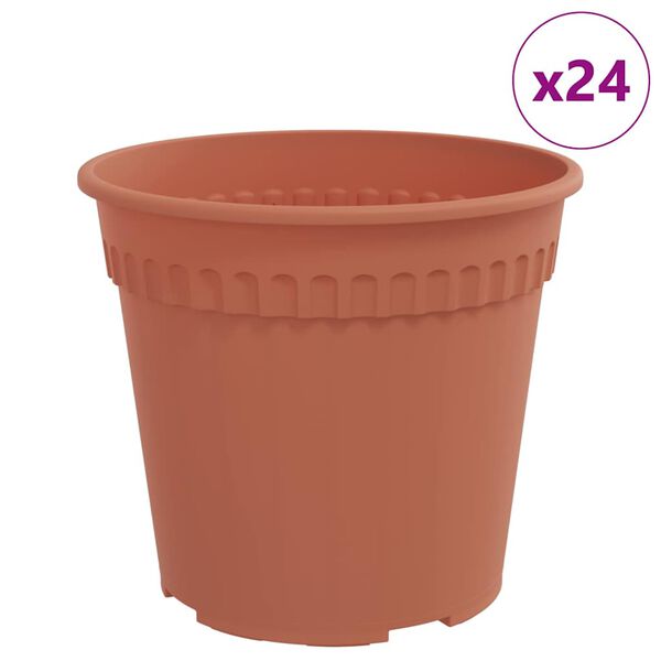 vidaXL Кръгла саксия за цветя 24 pcs Червено тухла &Oslash; 19 x 16 см