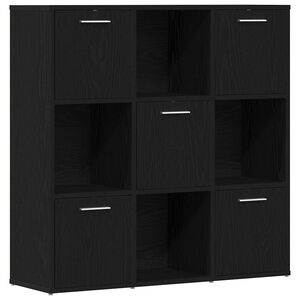 vidaXL Библиотека, черен дъб, 90x28x90 см, инженерно дърво