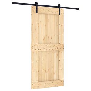vidaXL Преплъзваща се врата Естествено и черно 95 x 210 cm