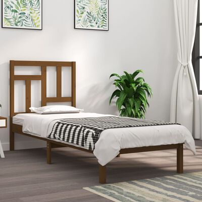 vidaXL Рамка за легло меденокафява дърво 75x190 см Small Single
