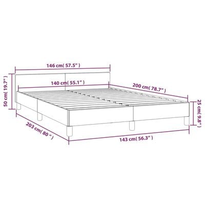 vidaXL Рамка за легло с табла, кремава, 140x200 см, плат