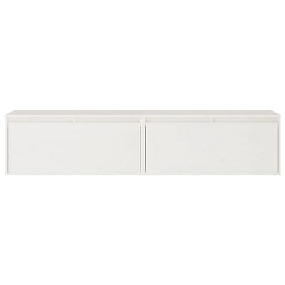 vidaXL Стенни шкафове, 2 бр, бели, 80x30x35 см, бор масив