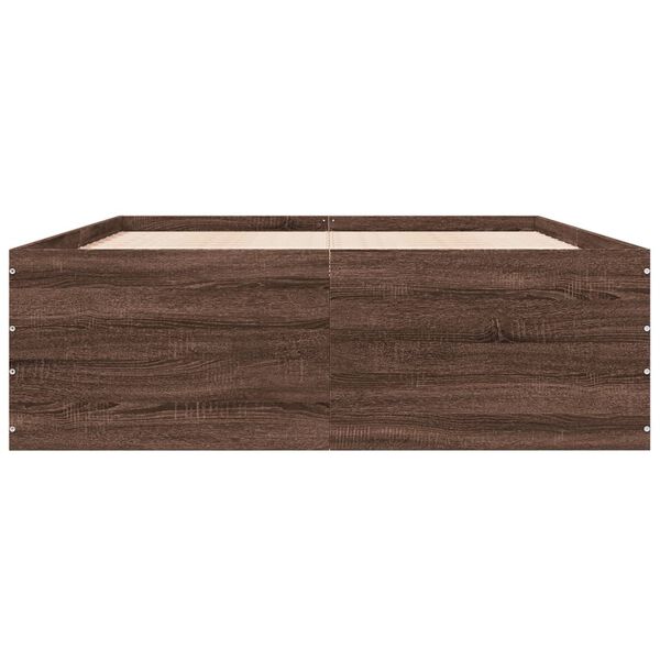 vidaXL Рамка за легло, кафяв дъб, 120x200 см, инженерно дърво