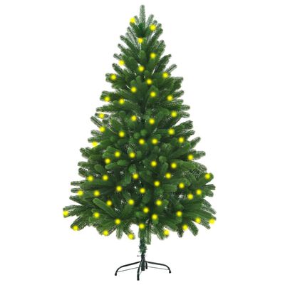 vidaXL Изкуствена коледна елха с LED, 180 см, зелена