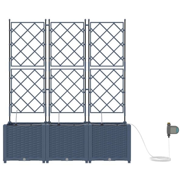 vidaXL Градинска саксия 2 pcs Сив 80 x 40 x 125,5 см Стомана