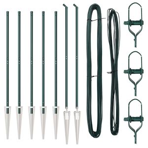 vidaXL Оградни стълбове 7 pcs Зелен Ø32mm 160 см Поцинкована стомана