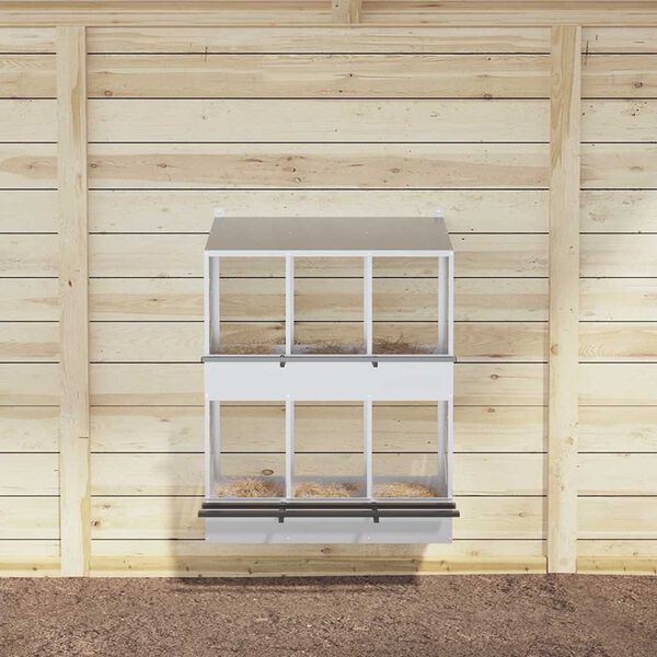 vidaXL Кутия за гнездене на пилета с 6 отделения, галванизиран