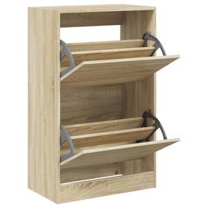 vidaXL Шкаф за обувки, дъб сонома, 60x34x96,5 см, инженерно дърво