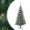 vidaXL Изкуствена коледна елха с подсветка Зелен 120 cm PVC и метал