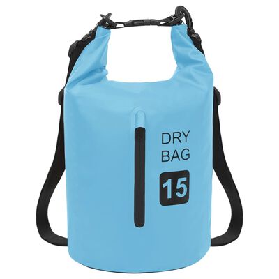vidaXL Суха торба с цип, синя, 15 л, PVC